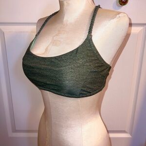 Prana Olive Green Braided Strap racerback bikini top swimsuit organic yoga